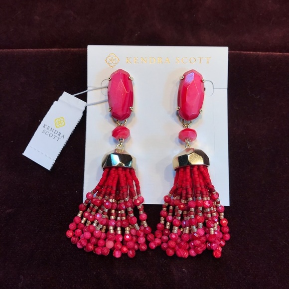 Kendra Scott Jewelry - Kendra Scott Pink Agate Gold Statement Earrings